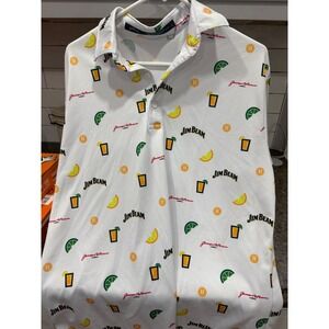 Jim Beam Golf Polo Shirt Men's Large‎ White Cocktail Citrus Print
